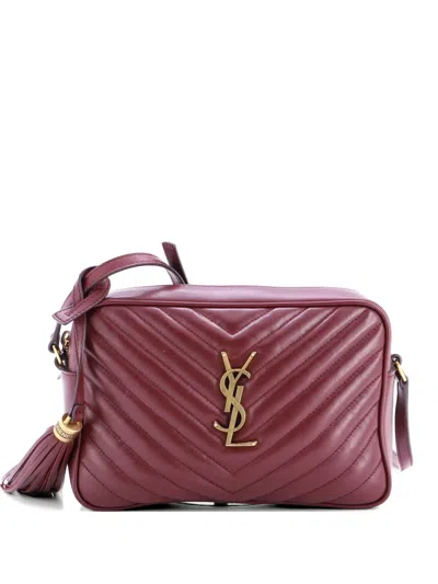 Pre-owned Saint Laurent Lou Camera Bag Matelasse Chevron Leather Small Crossbody Bag In Red