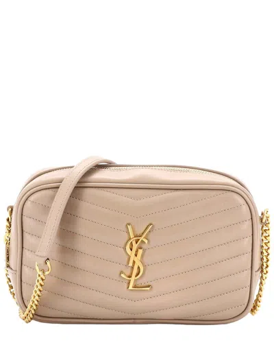 Saint Laurent Lou Camera Bag Matelassé Chevron Mini (authentic Pre-loved) In Nude