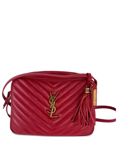 Pre-owned Saint Laurent Lou Camera Tassel-detail Cross-body Bag In Red