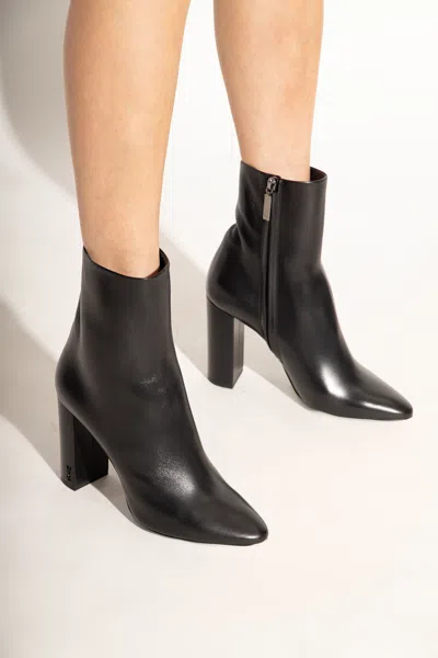 Saint Laurent ‘lou' Heeled Ankle Boots In Black