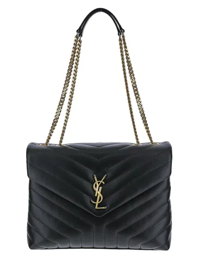 Saint Laurent Lou Lou Chain Bag In Quilted 'y' Leather In Black