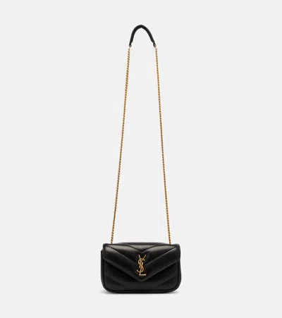 Saint Laurent Lou Lou Mini Leather Crossbody Bag In Black