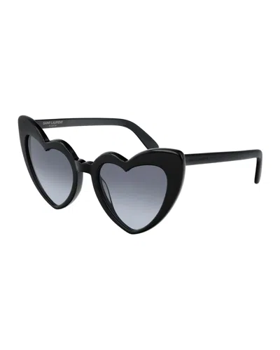 Saint Laurent Grey Gradient Irregular Ladies Sunglasses Sl 181 Loulou-008 54 In Black Black Grey