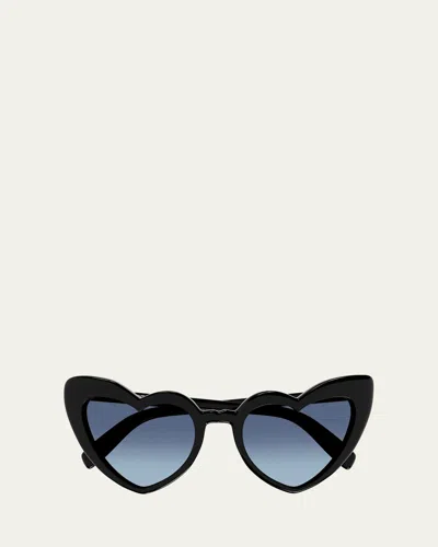 Saint Laurent Lou Lou Oversized Heart Sunglasses In Black Gradient