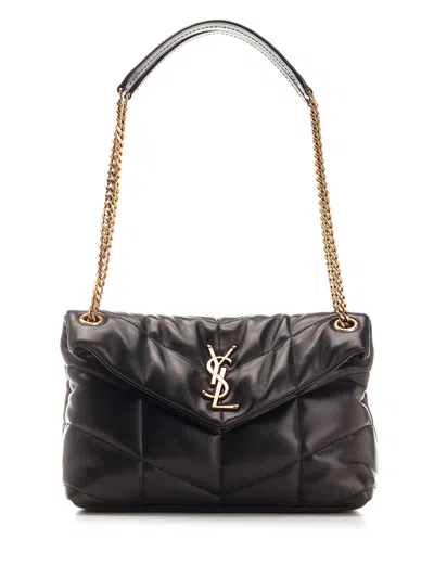 Saint Laurent Lou Lou Puffer Shoulder Bags Black