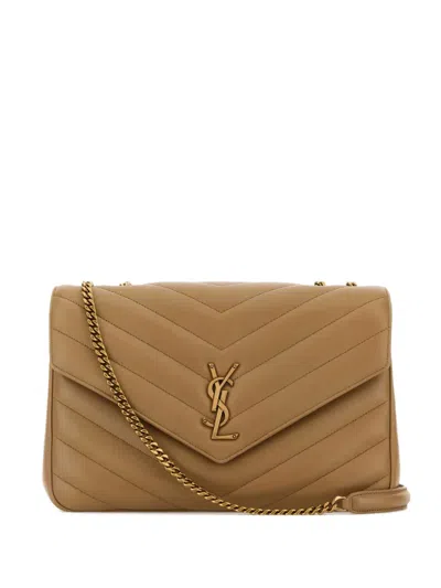 Saint Laurent Lou Lou Quilted Chain Shoulder Bag In Neutral