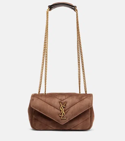 Saint Laurent Lou Lou Suede Shoulder Bag In Brown