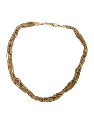 Pre-owned Saint Laurent Lou Lou Twisted Chain Choker Necklace, 13" In Multicolor
