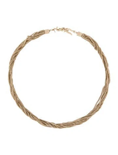 Pre-owned Saint Laurent Lou Lou Twisted Chain Choker Necklace, 14" In Multi