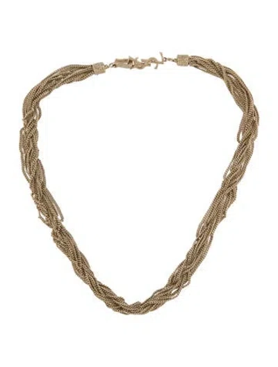 Pre-owned Saint Laurent Lou Lou Twisted Chain Choker Necklace, 14" In Multi