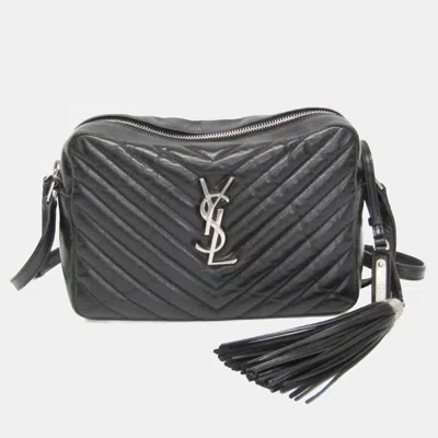 Pre-owned Saint Laurent Lou Medium Black Quilted Calfskin Leather Shoulder Bag