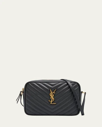 Saint Laurent Lou Medium Ysl Camera Bag With Pocket In Quilted Leather In Black