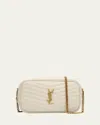 Saint Laurent Lou Mini Ysl Camera Bag In Smooth Quilted Leather In Crema Soft