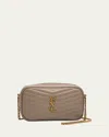 Saint Laurent Lou Mini Ysl Camera Bag In Smooth Quilted Leather In Greyish Brown
