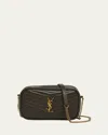 Saint Laurent Lou Mini Ysl Camera Bag In Smooth Quilted Leather In Light Musk