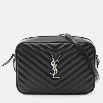 Pre-owned Saint Laurent Lou Monogram Camera Bag Shoulder Leather Black