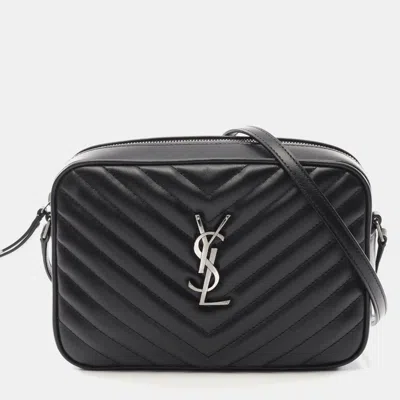 Pre-owned Saint Laurent Lou Monogram Camera Bag Shoulder Leather Black
