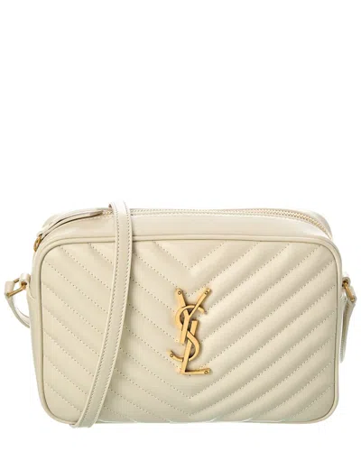 Saint Laurent Lou Monogram Leather Camera Bag In White