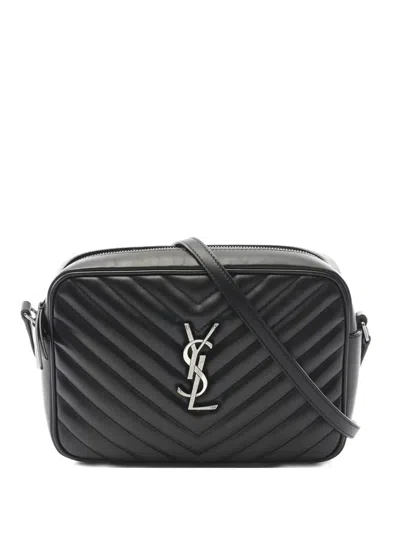 Pre-owned Saint Laurent Lou Monogram-quilted Leather Cross Body Bag In Black