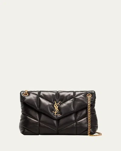 Saint Laurent Lou Puffer Medium Ysl Shoulder Bag In Quilted Leather In Black
