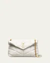 Saint Laurent Lou Puffer Medium Ysl Shoulder Bag In Quilted Leather In Crema Soft