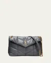 Saint Laurent Lou Puffer Medium Ysl Shoulder Bag In Quilted Leather In Storm Gray