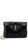 Saint Laurent Lou Puffer Small Leather Shoulder Bag In Black