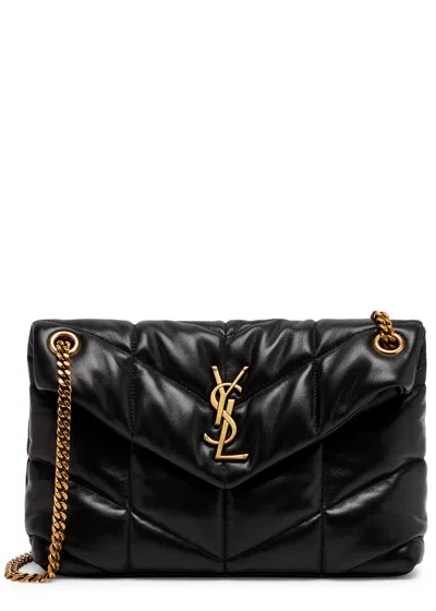 Saint Laurent Lou Puffer Small Leather Shoulder Bag In Brown