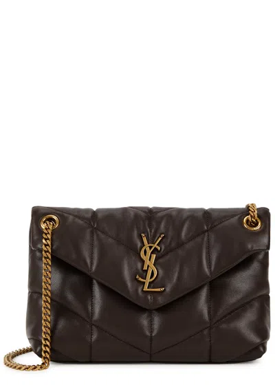 Saint Laurent Lou Puffer Small Leather Shoulder Bag, Shoulder Bag In Burgundy