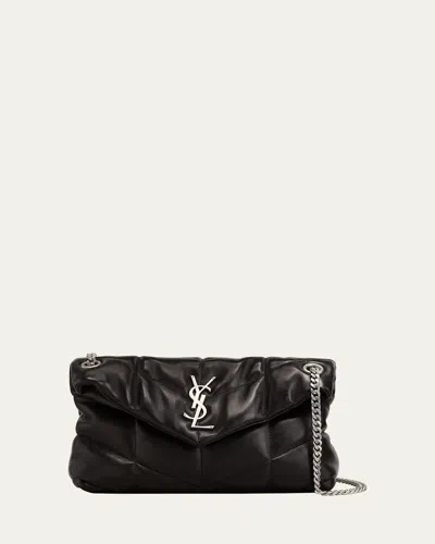 Saint Laurent Lou Puffer Small Ysl Shoulder Bag In Quilted Leather In Black