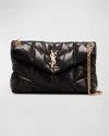 Saint Laurent Lou Puffer Small Ysl Shoulder Bag In Quilted Leather In Black
