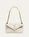 Saint Laurent Lou Puffer Small Ysl Shoulder Bag In Quilted Leather In Crema Soft