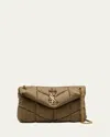 Saint Laurent Lou Puffer Small Ysl Shoulder Bag In Quilted Nylon In Military Green/nero