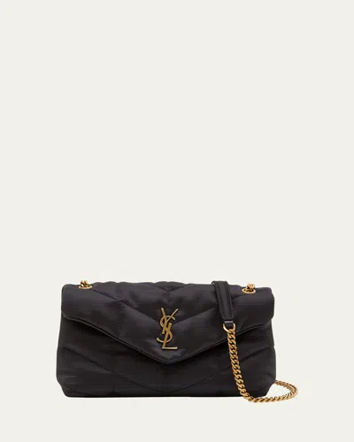 Saint Laurent Lou Puffer Toy Ysl Crossbody Bag In Quilted Satin In Black