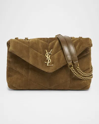 SAINT LAURENT LOU PUFFER TOY YSL CROSSBODY BAG IN QUILTED SUEDE