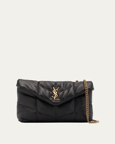 Saint Laurent Lou Puffer Toy Ysl Shoulder Bag In Quilted Leather In Black