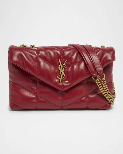 Saint Laurent Lou Puffer Toy Ysl Shoulder Bag In Quilted Leather In Red Danger