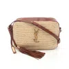 SAINT LAURENT LOU ROUX MONOGRAM CAMERA BAG SHOULDER BAG RAFFIA LEATHER BEIGE TASSEL