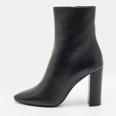 Pre-owned Saint Laurent Lou Size 40 Black Leather Ankle Length Boots