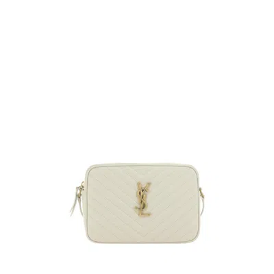 Saint Laurent Lou Cream Quilted Leather Camera Bag In Orange