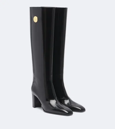 Saint Laurent Louis Leather Knee-high Boots In Black