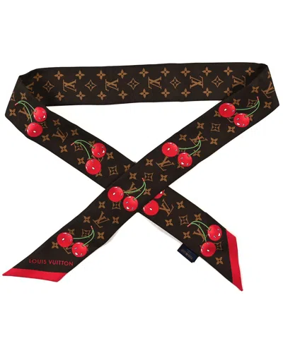 Saint Laurent Louis Vuitton Silk Monogram Cerises Bandeau (authentic Pre-loved) In Brown