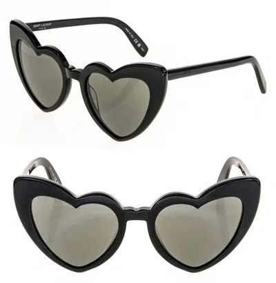 Pre-owned Saint Laurent Loulou 181 Ysl Sl181 Black Heart Sunglasses Shield Unisex 001 54mm In Gray