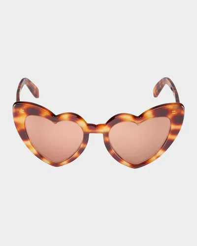 Saint Laurent Loulou 54mm Heart Acetate Sunglasses In Brown