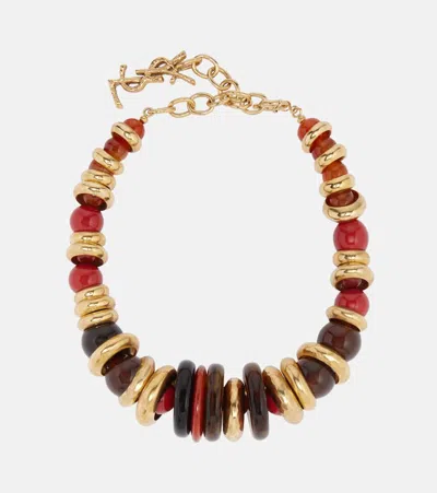 Saint Laurent Loulou Beaded Choker In Multi