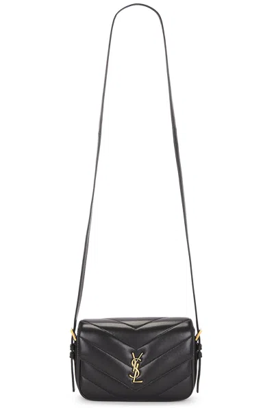 Saint Laurent Loulou Cassandre Toy Crossbody Bag In Black