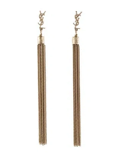 Pre-owned Saint Laurent Loulou Chain Tassel Drop Earrings In Multicolor