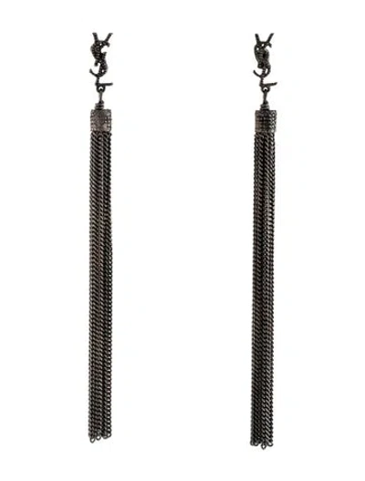 Pre-owned Saint Laurent Loulou Chain Tassel Drop Earrings In Multicolor