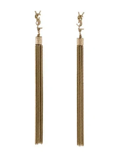 Pre-owned Saint Laurent Loulou Chain Tassel Earrings In Multi