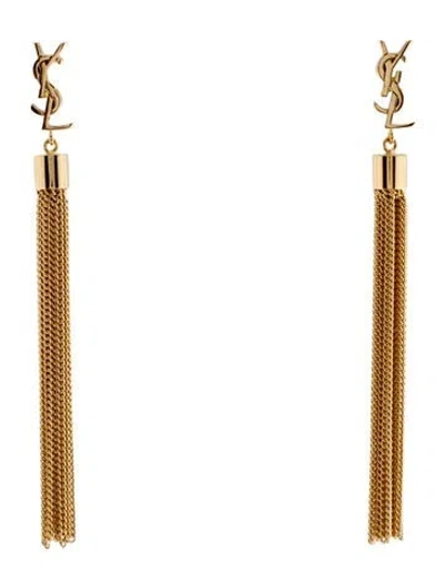 Pre-owned Saint Laurent Loulou Chain Tassel Earrings In Multi